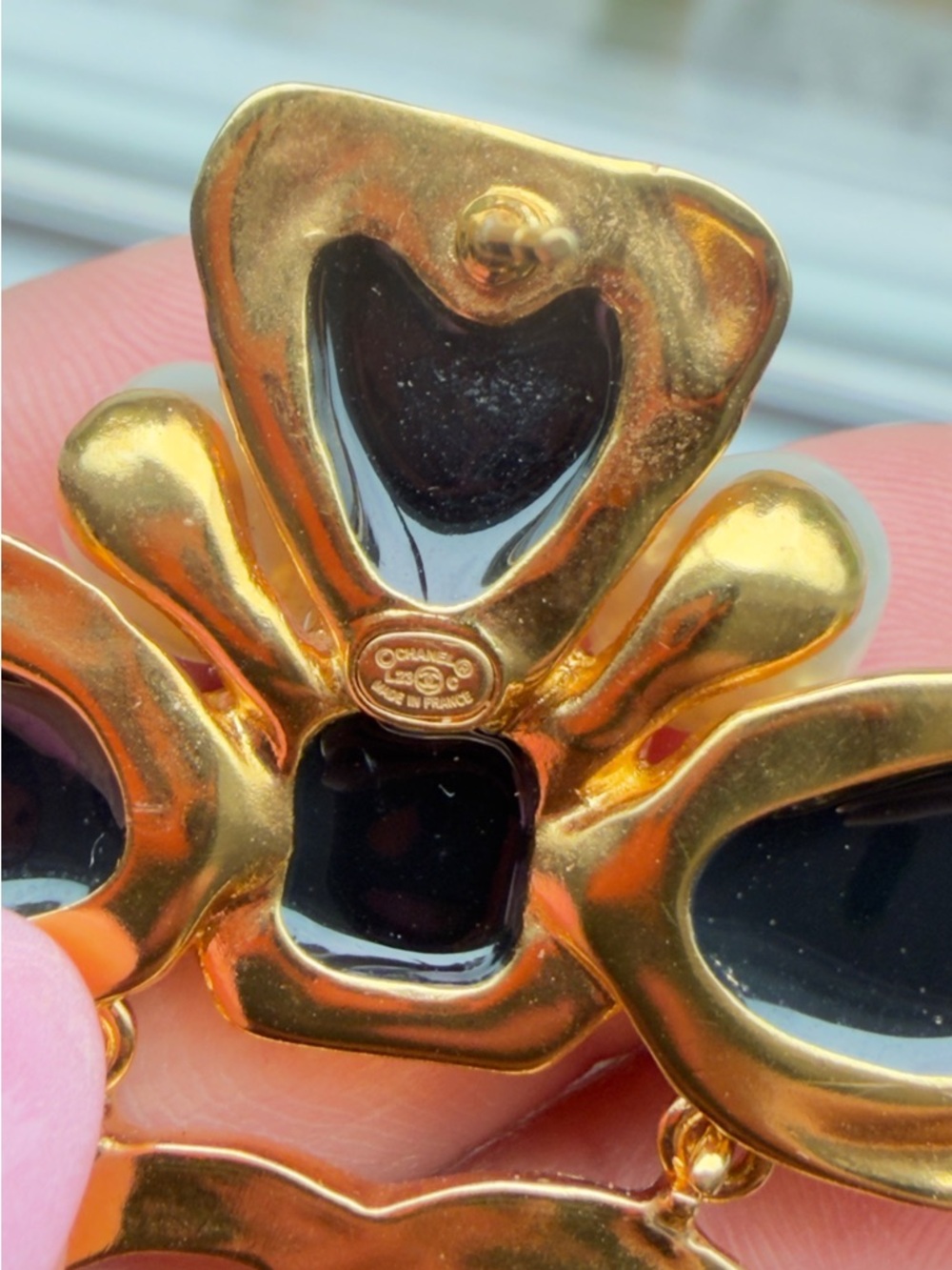 CHANEL Black and Gold Pearl Accent CC Drop Earrings - Picture 2 of 6